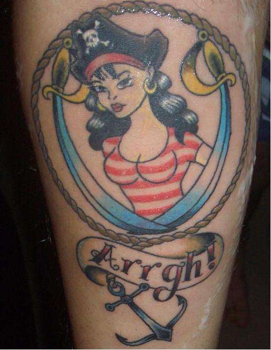 Classic Pirate Girl Tattoo