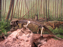 Bronze dinosaur skeleton