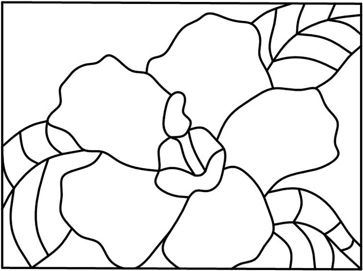Free Stained Glass Pattern 2293-Hibiscus Flower-P2293