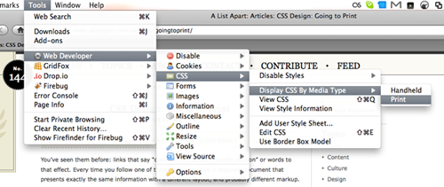 Easier print CSS coding using Firebug and Web Developer Toolbar
