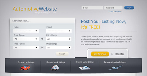How to create an automotive web template using Photoshop