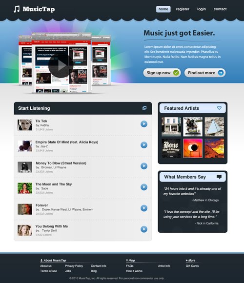 Beautiful Music Streaming Website Design