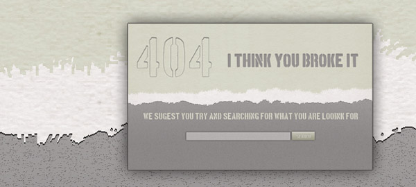 Free 404 Error Page Web PSD Element