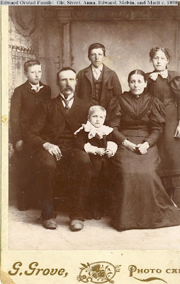 Edward and Marit Orstad family a year before the birth of their last child, my grandfather Elmer Orstad, in 1899--their only American child