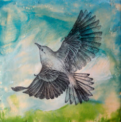 soaring bird painting encaustic theme flower musings dscn1595