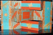 Orange/blue tri-fold card