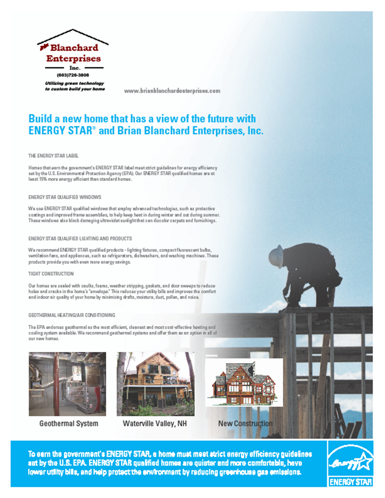 Brian Blanchard Enterprises, Inc. Energy Star Specifications