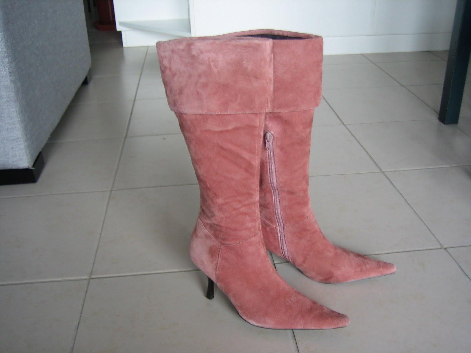 Bottes ROSA LIPTY Daim Rose Pâle Taille 35 - Occasion, Talon Bas, Bottillon