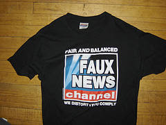 tee shirt saying Faux News, we distort, you comply