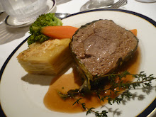 filet of beef with stacked scalloped potatoes on vantage river boat, germany