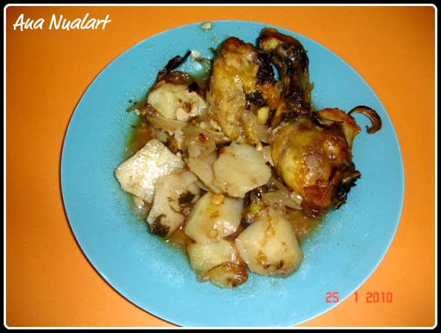  POLLO AL HORNO CON PATATAS Y CEBOLLA 