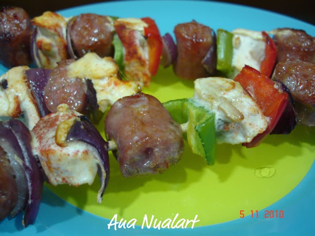  BROCHETAS DE LONGANIZA DE GRAUS AVENTIN Y POLLO 