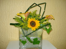 Callas et tournesol vase glacé