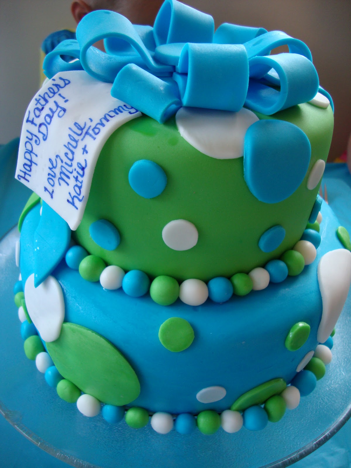 Whimsy Girls Cakes Blue & Green Polka Dot Cake