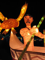 Taiwan Lantern Festival man in canoe