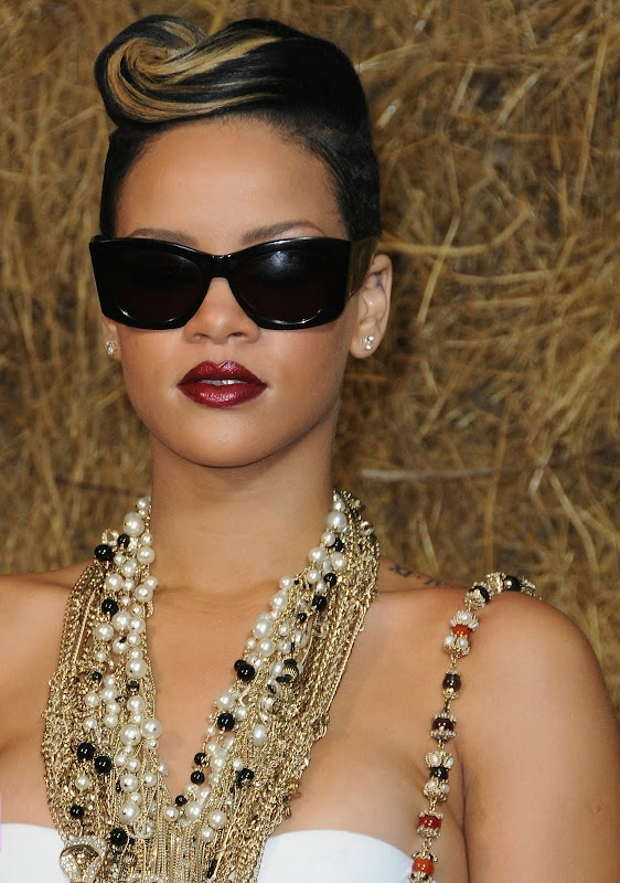 Rihanna wearing Christian Roth vintage sunglass at the Chanel show, Paris fashion week 2009