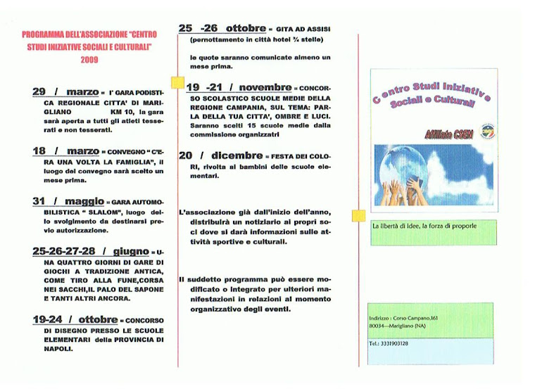 PROGRAMMA ATTIVITA' CULTURALI E SPORTIVE