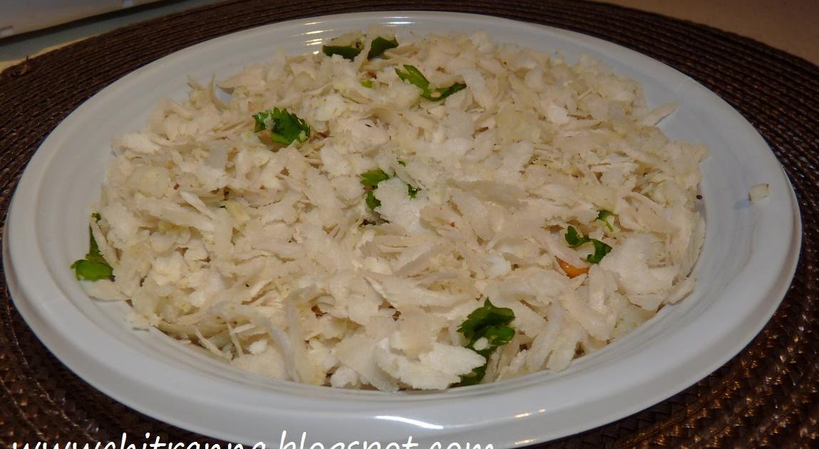 Chitranna: Beaten rice with green chilly and spice