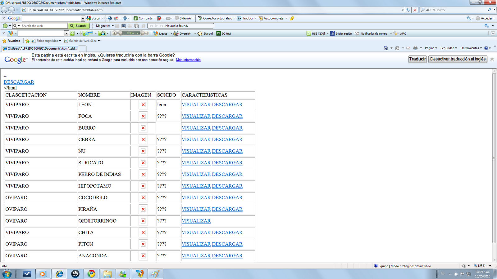 PROGRAMACIÓN Y DISEÑO DE PAGINAS WEB TABLAS