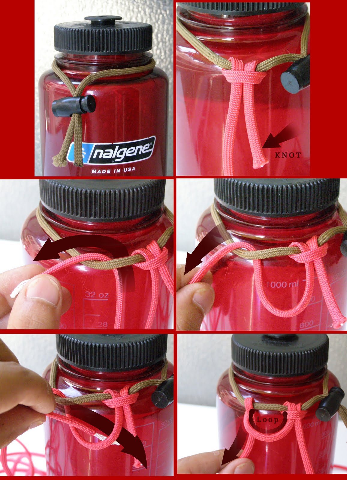 RED VASZI Paracord Water Bottle Koozie