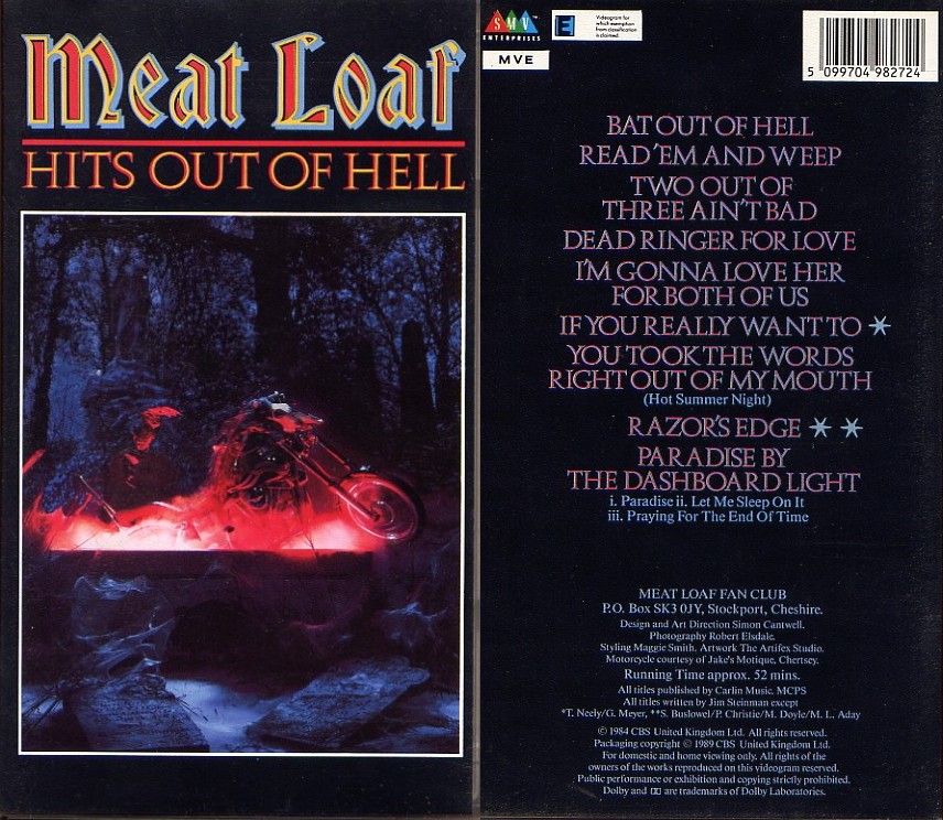 Meat Loaf Vinyl, Singles 7"/12" and other stuff Videos VHS Hits