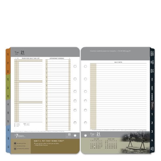 Franklin covey 35519 classic the 7 habits ring bound daily planner refill jan 2010