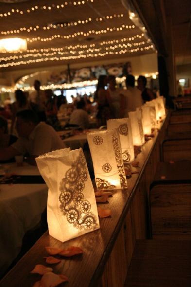 Paper Luminaries Maybe not for dining table centerpieces 