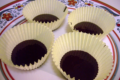 Chocolate in bottom of paper cupcake liners