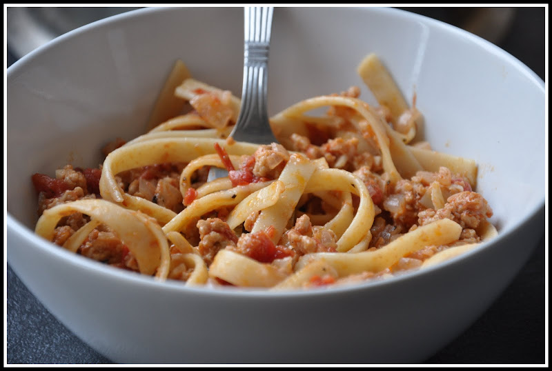 Served with love Fettuccine in a Classic Tomato Meat Sauce