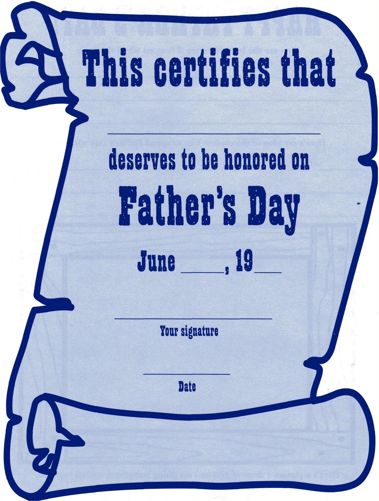 ELEMENTARY SCHOOL ENRICHMENT ACTIVITIES: FATHER'S DAY CERTIFICATE
