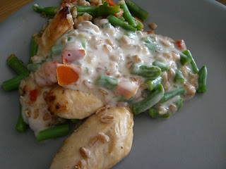 GI+mat+kyckling+p%C3%A5+tallriken - Ola Lauritzsons kycklingfilé med dinkel, brytbönor, tomat och örtagårdssås