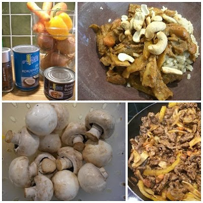 Het+Biffgryta+med+kokosmj%C3%B6lk,+ris+och+cashewn%C3%B6tter - Het biffwok med kokosmjölk