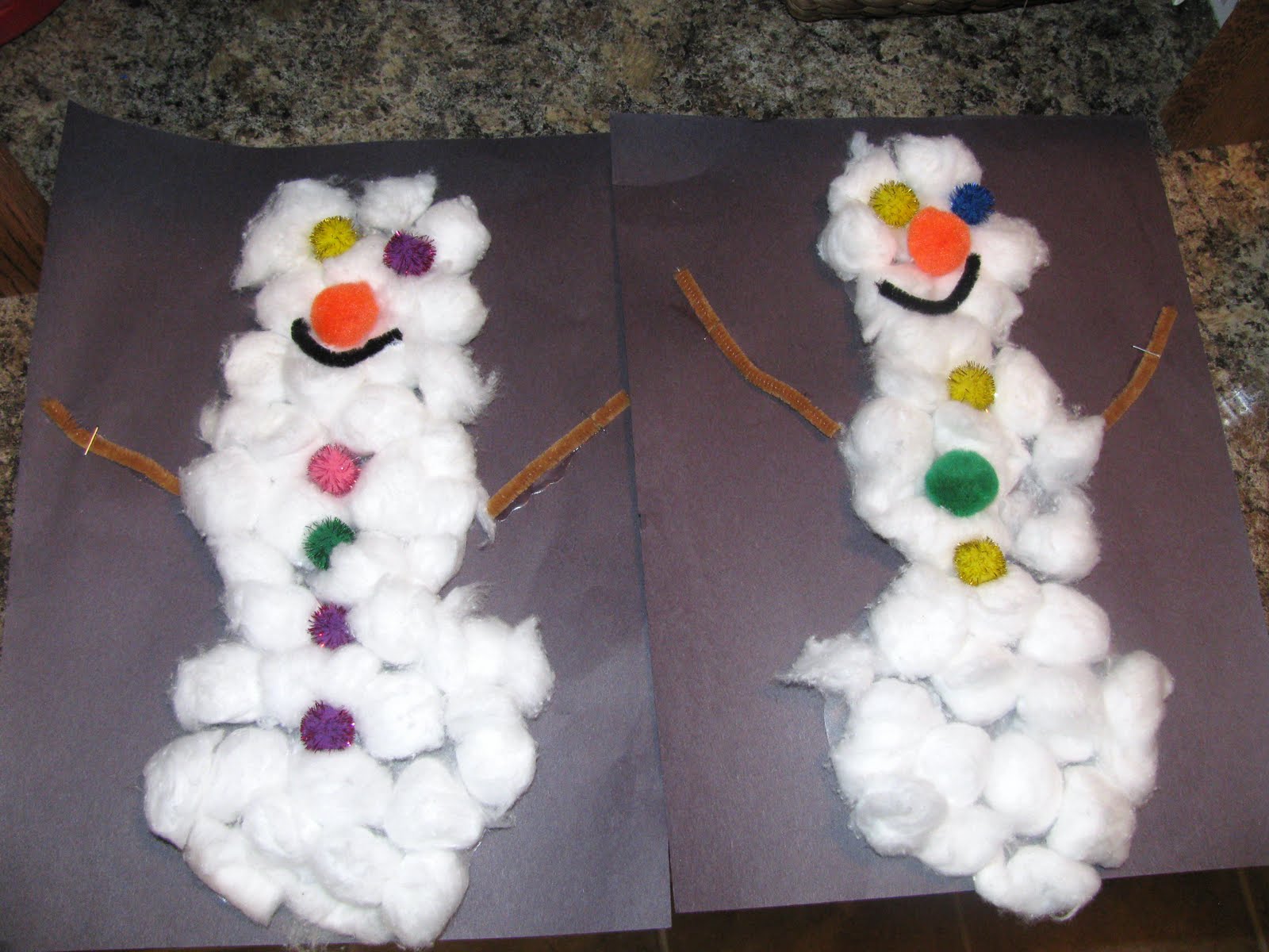See what we did today Cotton Ball Snowman!