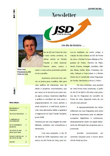Primeira página da I Newsletter da JSD Ponte de Lima