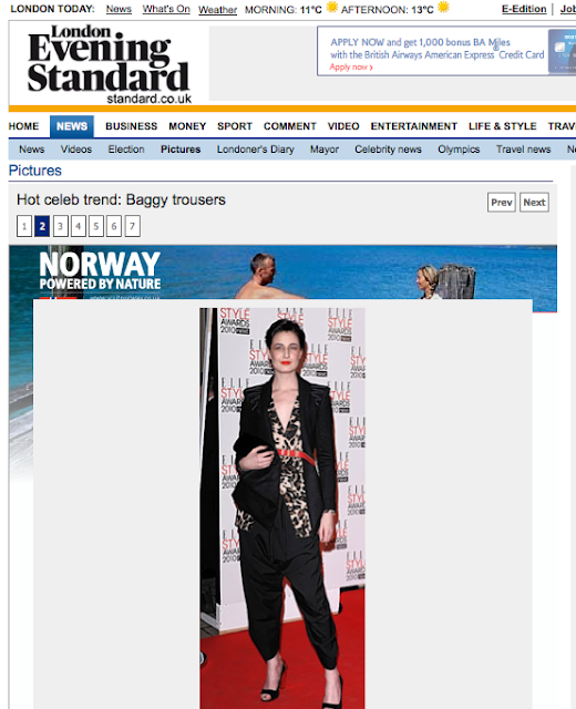 ERIN O CONNOR in my AW2010 Jacket in Evening Standard