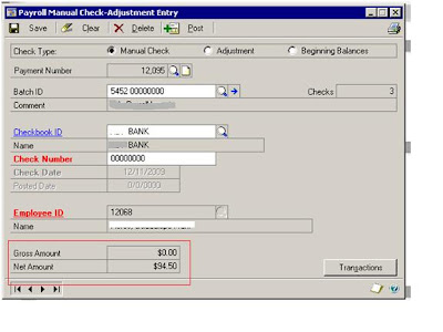Dynamics GP - Knowledge Share: How to post Payroll Manual Transaction