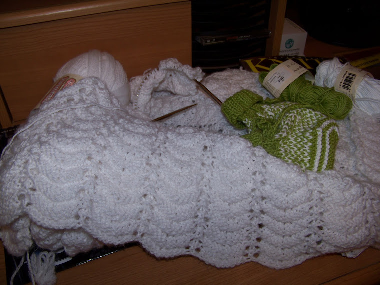 lacy baby blanket and Fair Isle booties