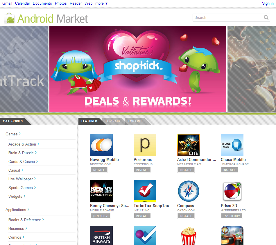 Android Market versión web