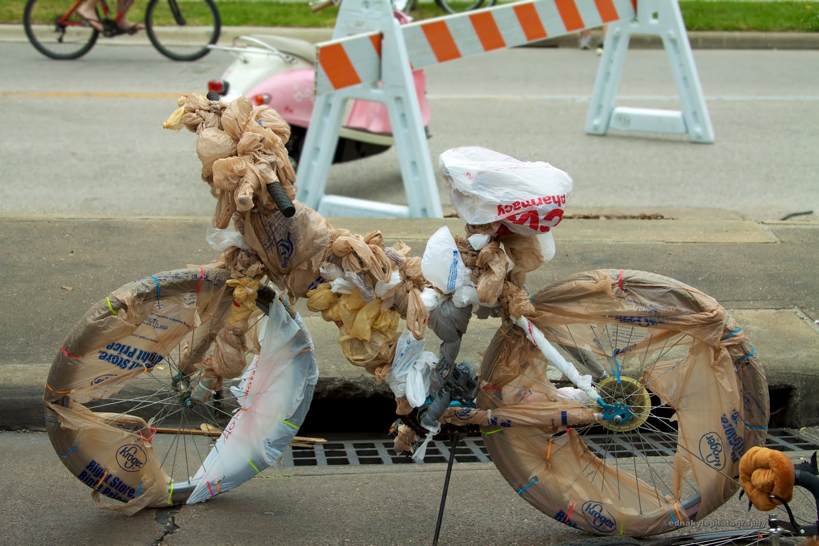 edna and kyle photography Bike Covered in Plastic Bags