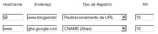 Configurando seu domínio personalizado na E-domínios Domínio Personalizado no Blogger