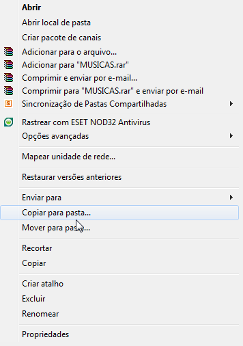 Item Copiar/Mover no menu do lado direito do Windows 7