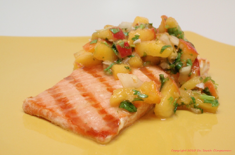Peach Salsa with Grilled Wild Salmon