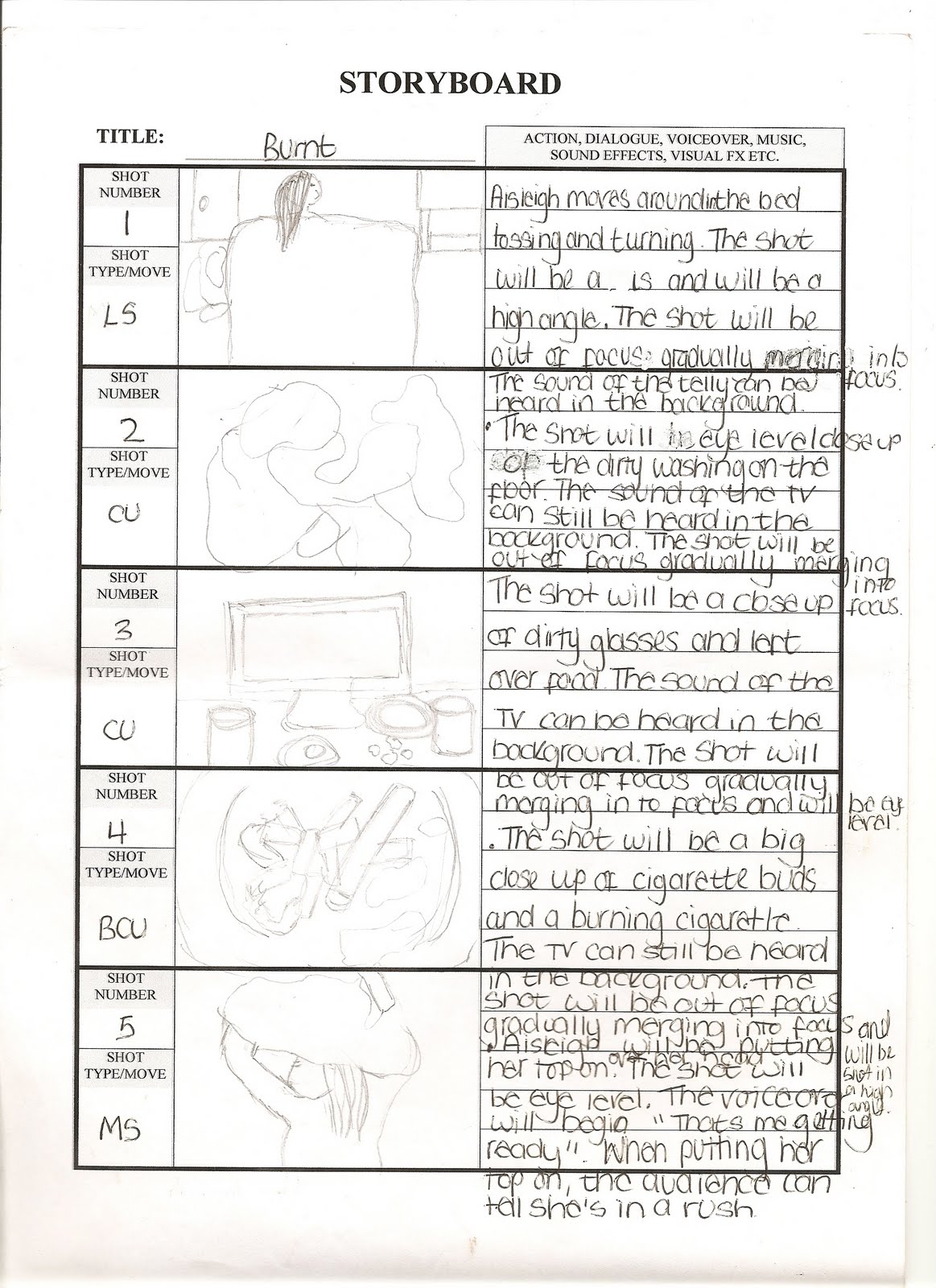 Hannah and Charlotte Burnt Story Boards (Hannah)