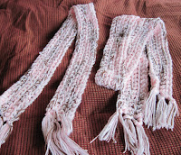pink crocheted scarves