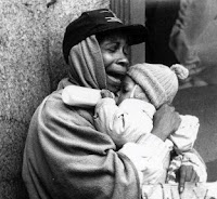 homeless baby and mother