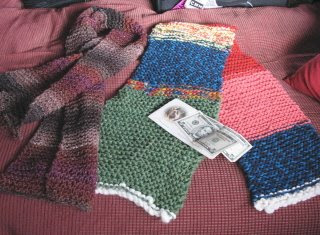 knitted scarves and money