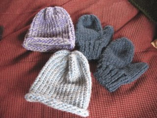 knitted hats and mittens
