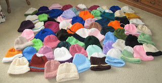 knitted, loomed hats for the homeless