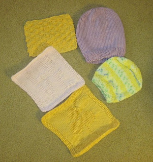 knitted hats and squares