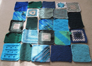 blue and Green designed afghan